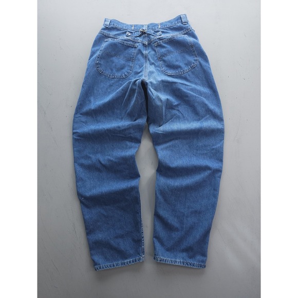 Vintage 2000s Y2K Riveted By Lee Blue Buckleback Baggy Skater Jeans Size 14 L - Picture 10 of 10